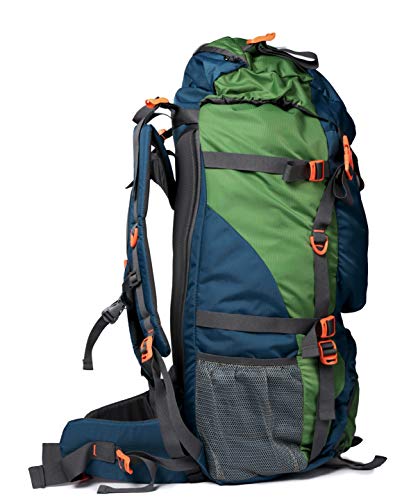 F Gear Hunter Blue 75L Large Trekking Backpack with Rain Cover|Rucksack Bag for Men Women|Drawstring|Shoe Pocket|Water resistant|Light Weight|Hiking Daypack Weekender Camping Outdoor Camps Bag