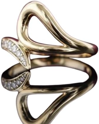 925 Sterling Silver Women's Ring with 14k Yellow Gold Plated, Cubic Zirconia