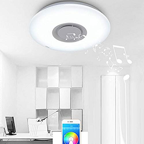 Preisvergleich Produktbild BYDXZ 36W LED Deckenleuchte integrierte Bluetooth Musik Lautsprecher Deckenleuchte moderne weiße runde Acryl Deckenbeleuchtung für Schlafzimmer Restaurant Wohnzimmer Esszimmer Ø50cm Verdunklung 3000K