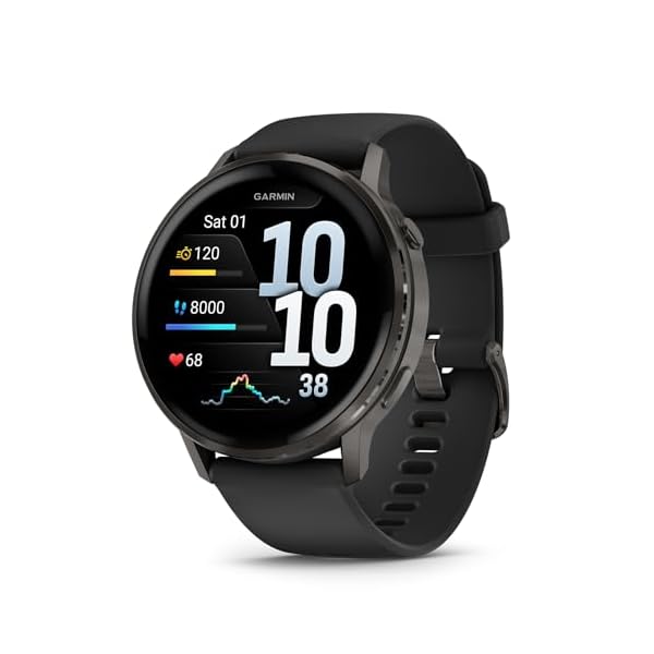 Garmin Venu 4 45mm – GPS Smartwatch, AMOLED Touchscreen, 24/7 Advanced Health & Fitness, 80+ sports apps, Flashlight, ECG app, Sleep Tracking, Fitness coach, up to 12 days battery life, Slate/Black