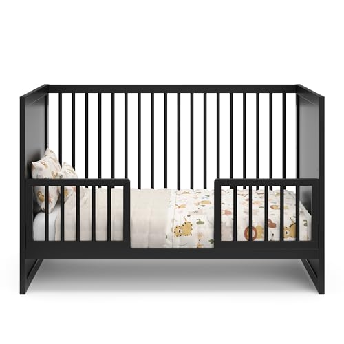 Image of Storkcraft & Graco Toddler Safety Guardrail Kit with Dowels (Black) - GREENGUARD Gold Certified, Converts Compatible Storkcraft & Graco Crib to Toddler Bed, Kit Includes 2 Toddler Guardrails