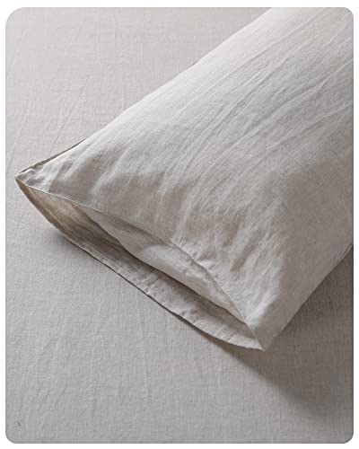 Image of XZ XIFA 100% Washed French Flax Linen Envelope Pillowcases, Pack of 2, Breathable & Durable Farmhouse Bedding (Linen, Queen 20 inchx30 inch)