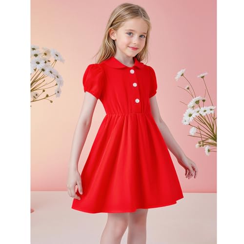 Toddler Girl Dress with Puff Sleeve Baby Tutu Sundress Casual Outfit Cute Dress for Girls 1-7Y3