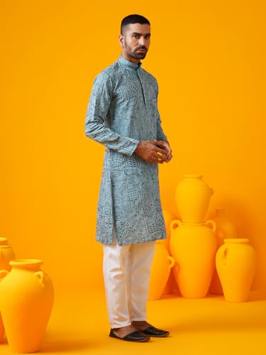 Image of SOJANYA (Since 1958 Men's Cotton Rayon Shiny Thread Sequinned Only Long Kurta