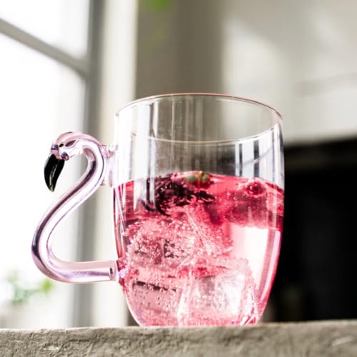 Image of Flamingo Glass Mug - Unique Pink Aesthetic Borosilicate Cup | Ideal for Tea, Coffee, Green Tea, Gifting & Daily Use | Cute Glass Gift for Her, Housewarming, Mother's Day (Set of 1)