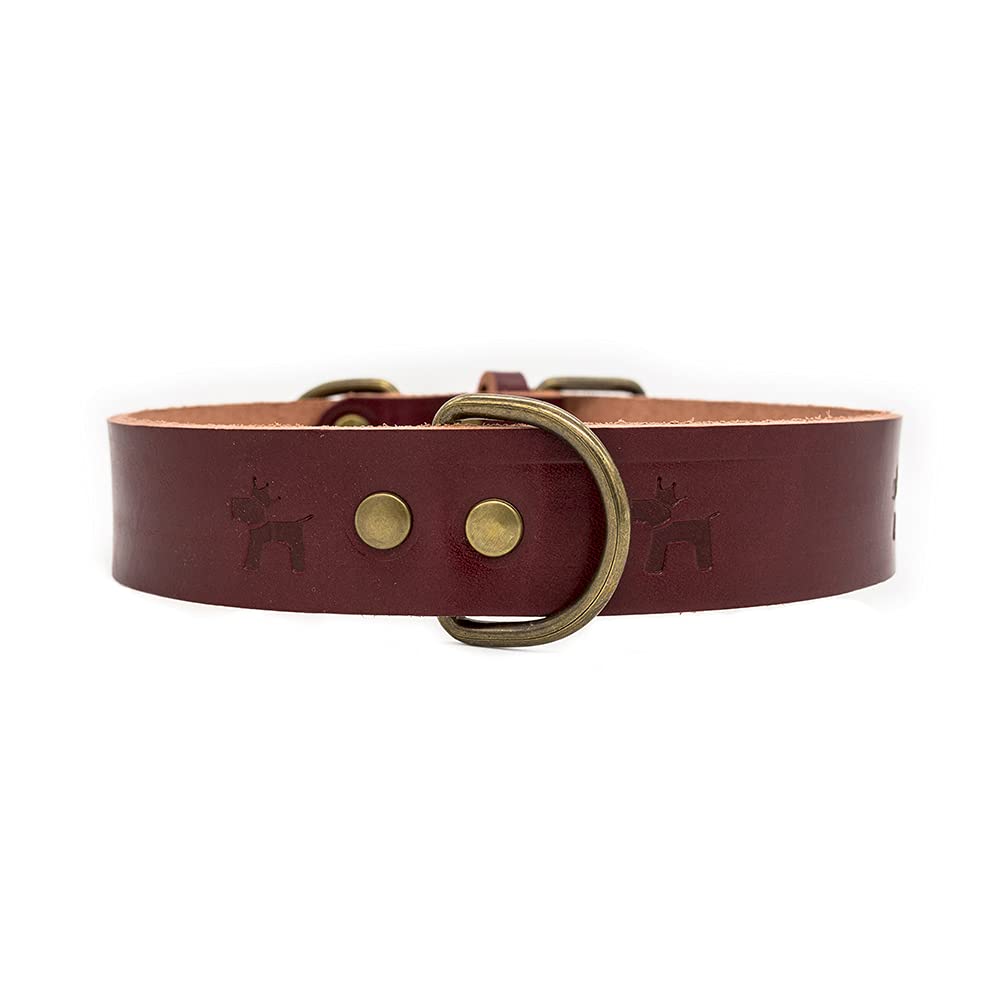 Collier en cuir cerise premium de haute maroquinerie pour chien