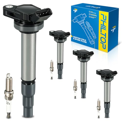 Image of PHILTOP 4 Ignition Coil & 4 Spark Plugs Set Fit for Corolla Prius C-HR xD