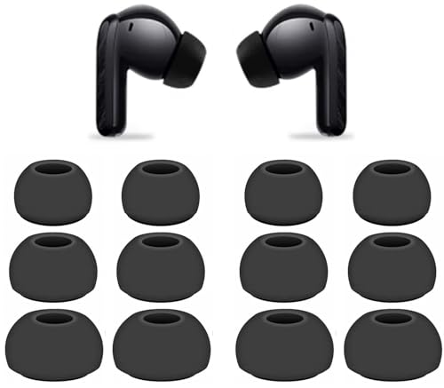 Xiao-mi Replacement Earbuds Tips Silicone Ear Tips for Red-mi Buds 5 Pro/4 Pro/5/4, Fit in Case, 6 Pairs S/M/L 3 Size, Black