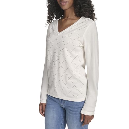 Tommy Hilfiger Women's Long Sleeve V-Neck Hotfix Cotton Sweater3