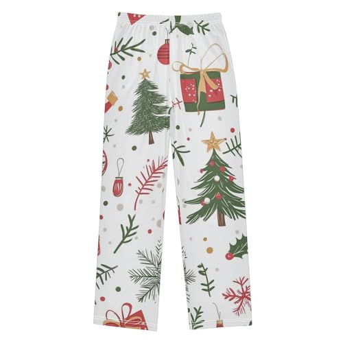 Christmas Tree Love Heart Boys Long Pants Soft Trousers Elastic Waist Kids Lounge Bottoms with Pockets S-XL
