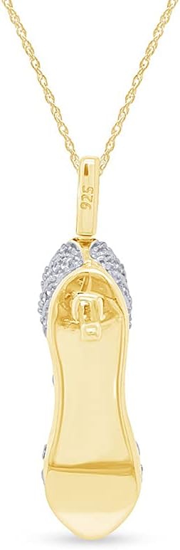 SAVEARTH DIAMONDS 1/5 ct.t.w Round Cut Lab Grown Diamond Shoe Pendant Necklace In 14k Gold Over Sterling Silver, 18" Chain (0.20 Cttw, G-H Color, VS-SI Clarity)