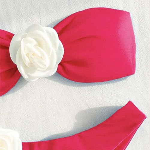 Ensemble bikini convertible double position rose fuchsia et imprimé floral - 5