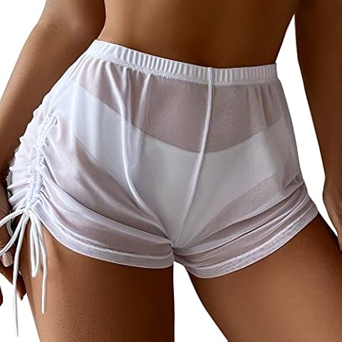 for Swimwear Cover Pants Wraps Cover Up Up Ruffle Mesh Drawstring Cover Side Beach Beach Wrap Shorts Ups Bikini Women Swimwears Tankinis Swimsuit Cover Ups for Women Plus Size 2X White Cover