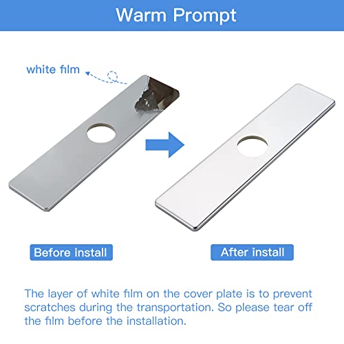 Bwe Stainless Steel Plate Faucet Cover Deck Plate 10 Inch For 1 Or 3 Hole Bathroom Or Kitchen Sink Faucet Chrome Sink Hole Oversized Escutcheon Plate Rectangular Vanity Basin Sink Cover Cap Modern #TOP2