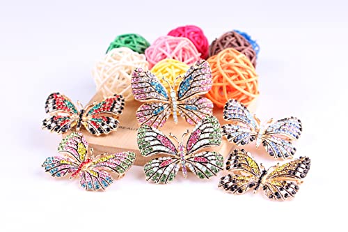 Image of Kaichen Butterfly Colorful Rhinestone Brooch, Jewelry Gift for Women, Girls, Ladies, Exquisite Packaging