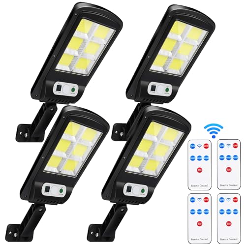 OYANIA Kit de 4 Lamparas Solares Exterior con Sensor de Movimiento,Luz Solar Exterior con Mando a Distancia,3 Modos de...