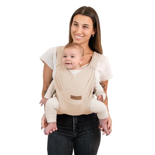 Moby Baby Duet Carrier Easy-Wrap for Newborns to Toddlers, Infant Sling Carrier, Lightweight & Hands Free Design for Mom and Dad, Adjustable for All Body Types Feather