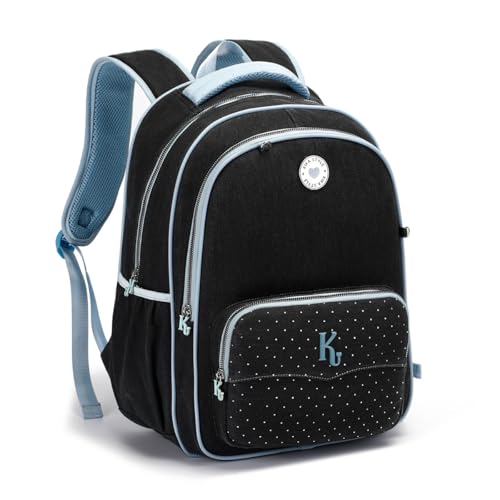 Mochila Escolar Feminina Jeans Kika Juvenil Costa Trabalho (Azul)