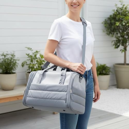 Sac de transport pliable noir, caisse respirante lavable déplacement