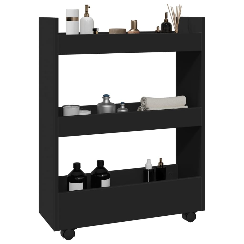 Chariot de rangement étroit noir pour optimiser les petits coins