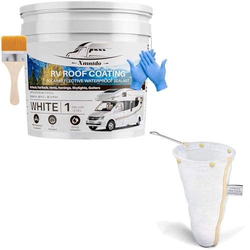 Xmntdo Waterproof Sealant for RV Roof, White Elastomeric Coating with High Reflectivity, UV Resistant Flexible Paint for Motorhome Camper Trailer Leak Repair (1.5 Gal) Xmntdo Waterproof Sealant for RV Roof, White Elastomeric Coating with High Reflectivity, UV Resistant Flexible Paint for Motorhome Camper Trailer Leak Repair (1.5 Gal)