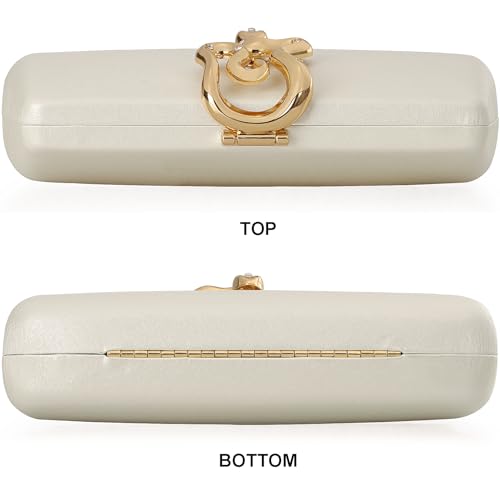 Image of Women's Formal Evening Clutch Purse Synthetic Leather with Snake Clasp, Detachable Strap for Wedding, Prom, Party