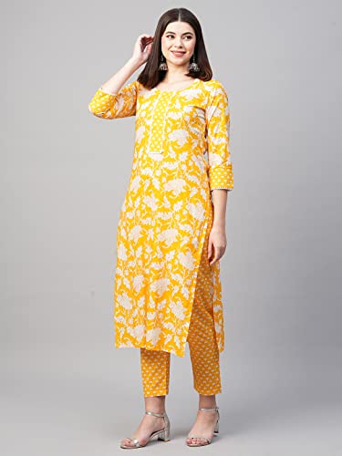 Image of ANNI DESIGNER Women Cotton Printed Kurta with Pant