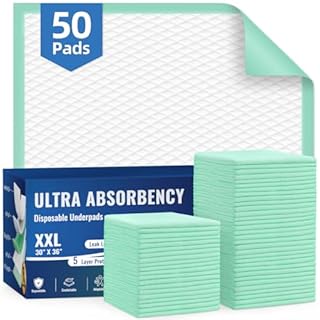 AOZITA 50-Pack Disposable Underpads 30" x 36" Incontinence Chux Pads Ultra Absorbency Protective Bed Pads, Heavy Duty Leakproof Absorbent Bed & Pee Pads for Adult, Senior, Kids and Pet