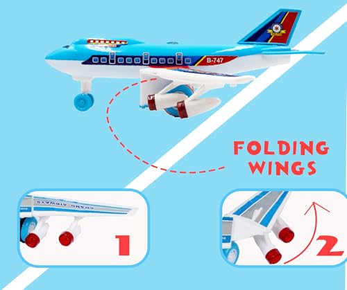 Image of ToyBharat Air Liner Plane toy with multicolour body and friction power is a perfect baby gift. Safe, non-toxic, and durable, it offers fun indoor and outdoor play for toddlers with a realistic design.