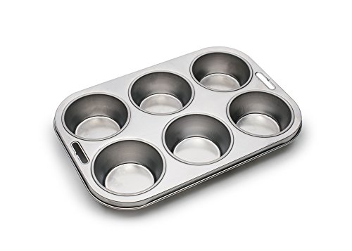 Fox Run 4867 Muffin Pan, 6 Cup, Stainless Steel