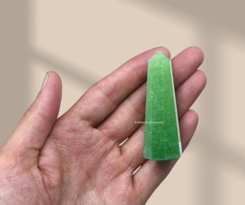 Image of Amazing Gemstone Green Strawberry Quartz Crystal Towers - Natural Healing Crystal Point Obelisk for Reiki Healing and Crystal Grid (2 inch to 3 inch INCH)