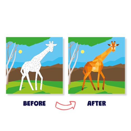 Image of BeginBird Sticker By Number DIY Art Activity Zoo Animals,Craft Kits & Supplies, Mess-Free Fun For Kids,Unicorns and Princesses,10 Magical Artworks, 500+ Stickers ,Art & Craft Kit,Travel Toys,Gifts for Boys & Girls Ages 5, 6, 7,8,9,10,11