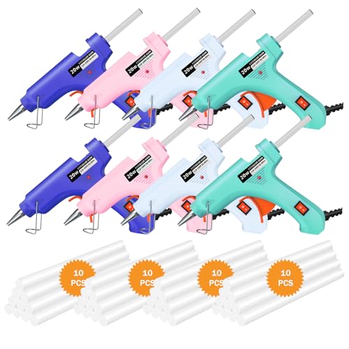 Mini Hot Glue Gun, 8 Pack Hot Glue Guns for Crafts with 40 Sticks Melt Glue Gun, Small Hot Melt Gun...