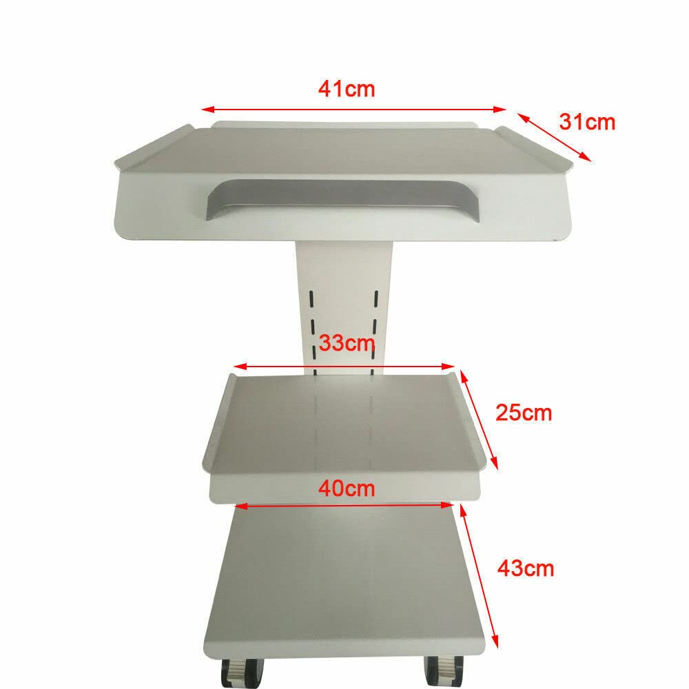 3 Ebene Tragbar Rollwagen Zahntechnik Schönheits Gerätewagen Dental Trolley Cart Medical Dental Lab Cart Transportwagen Rollwagen Medizinisch, Universalräder, 2 Fußbremsen