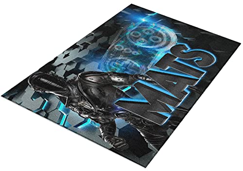 timalo® Cooler Gamer Teppich mit Namen für Jungen | Personalisierbarer Kinderteppich mit...