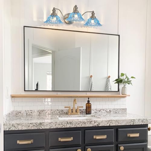 Image of XIEDUN Brushed Nickel 3 Light Vanity Light Vintage Bathroom Vanity Light Fixture