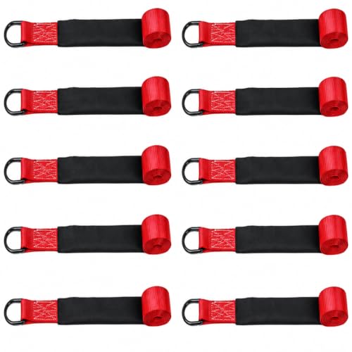 BoxerTool Lasso Tow Strap Pro 2" x10' with Forged D Ring – Protective Sleeve – Car Tie Down, Auto Hauler, Auto Transport – 10,000lbs - 10 Pack