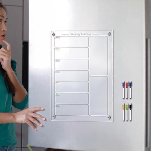 Tableau alimentaire effaçable à sec magnétique frigo calendrier hebdomadaire acrylique - 8
