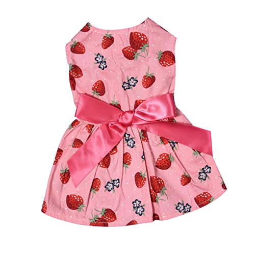 Angoily Sommerkleid Für Hunde Ärmellos Erdbeer Motiv Welpenrock Mit Schleife Atmungsaktive Haustierkleidung Alltag Urlaub Klein Bis Mittelgroß
