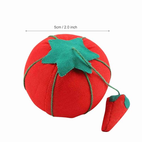 Almofada de agulha em formato de bola de tomate, 2 tamanhos, almofada de alfinete com alça de pulso,