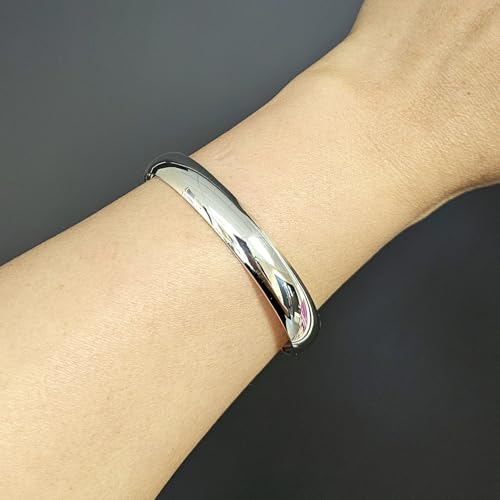 Bracelet manchette large en argent 925 rigide et ajustable de 10mm - 4