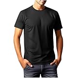 tenue de travail homme Générique Teeshirt Homme Uni Chemise Col Rond avec Ourlet Droit et Design Respirant Normale Passform T Shirt Chemise pour Quotidien Moderne