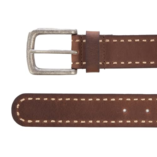 Lucky Brand Men's Stitched Leather Belt | Classic | Casual | Dress | Everyday | Western | Metal Buckle2
