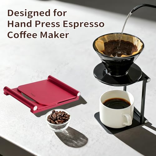 Image of Pour Over Coffee Maker Stand,Foldable Portable Electric Espresso Machine Stand,Holder for Coffee Grinder,Universal Dripper,V60 Dripper,Travel Coffee Maker, Press Round&Red