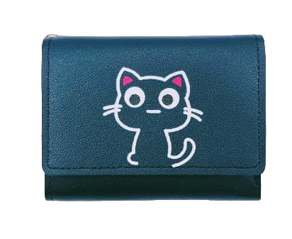 GenericCute Kitty Wallet for Women, Zipper, Card Slot (Green)
