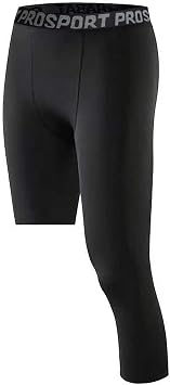 Charque Mens Compression Pants, Athletic Base Layer One Leg 3/4 Capri Tights Leggings for Running Basketball Gym