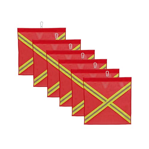 Safety Flags for Trucks 18 x 18 Inch, 6 Pack Red Mesh Flag with Wire Loop and Snap Hook, High