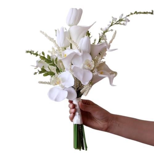TENVORA Ramos de Novia,Ramo de Novia Flores Preservadas Ramo de Mano Listo for Boda Stock Bunga Tangan Nikah Bunga Tangan Tunang