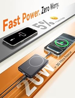 For Magsafe Power Bank, 10000mAh Wireless Portable Charger, Magnetic Power Bank Battery Pack with 20W PD USB-C Fast Charging, Travel Essential Charger Compatible with iPhone 17/16/15/14/13/12, Gray