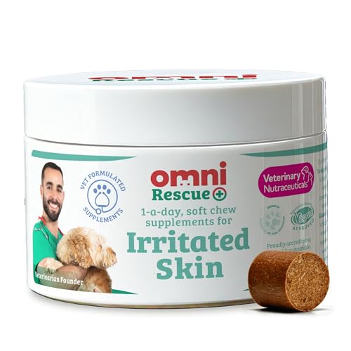 Omni Dog Itchy Skin Relief - Dragons’ Den Winners, One-a-Day Dog Allergy Relief Supplements with Beta Glucans & Omega-Rich Algae to Support Irritated Skin, Ears & Paws, 30 Servings, Small 0-15 Kg